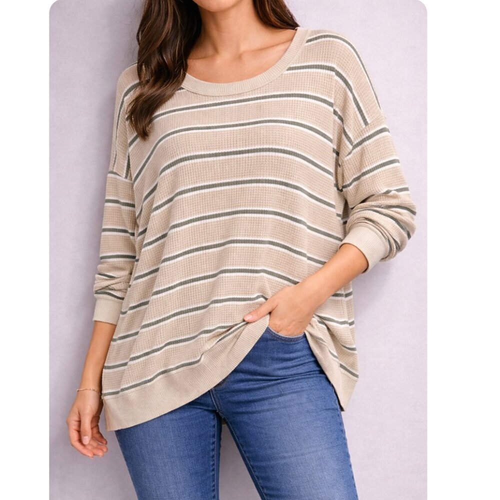 Offline by Aerie Thermal Top Size Large Striped Cozy Lounge